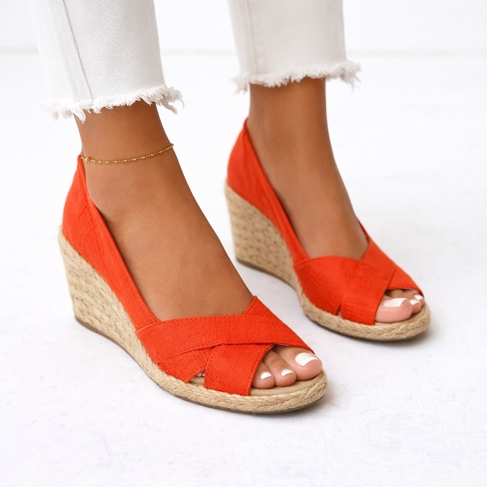 [Ralph Lauren] Orange Open Toe Espadrille